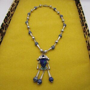 950 Silver Mayan Face Mask Necklace